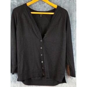 Talbots Cardigan Sweater Women's  XLp Black Long Sleeve V Neck Button Up